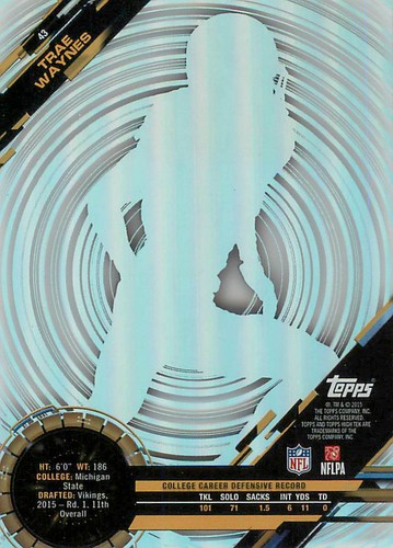 TRAE WAYNES 2015 Topps Tek ROOKIE RC Vikings - Picture 2 of 2