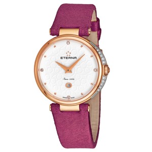 Eterna-Women-039-s-Grace-White-Dial-Fuchsia-Pink-Fabric-Quartz-Watch-2566-60-61-1371