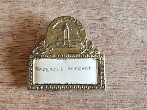 Lincoln Nebraska ID Badge Name Tag Pin Pinback Named Margaret Sargent Vintage - Picture 23 of 24