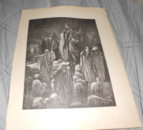 1889 Original Gustave Dore Gravur Bibelgespräch ~ Jakob geht nach Ägypten ~ - Bild 1 von 1
