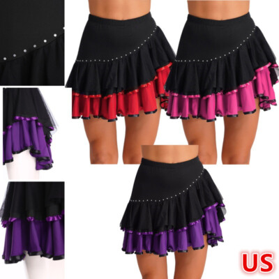 Women's Skirts Ruffled Skirt Tiered Short Skirt Ballroom Salsa Tango Dance  Skirt
