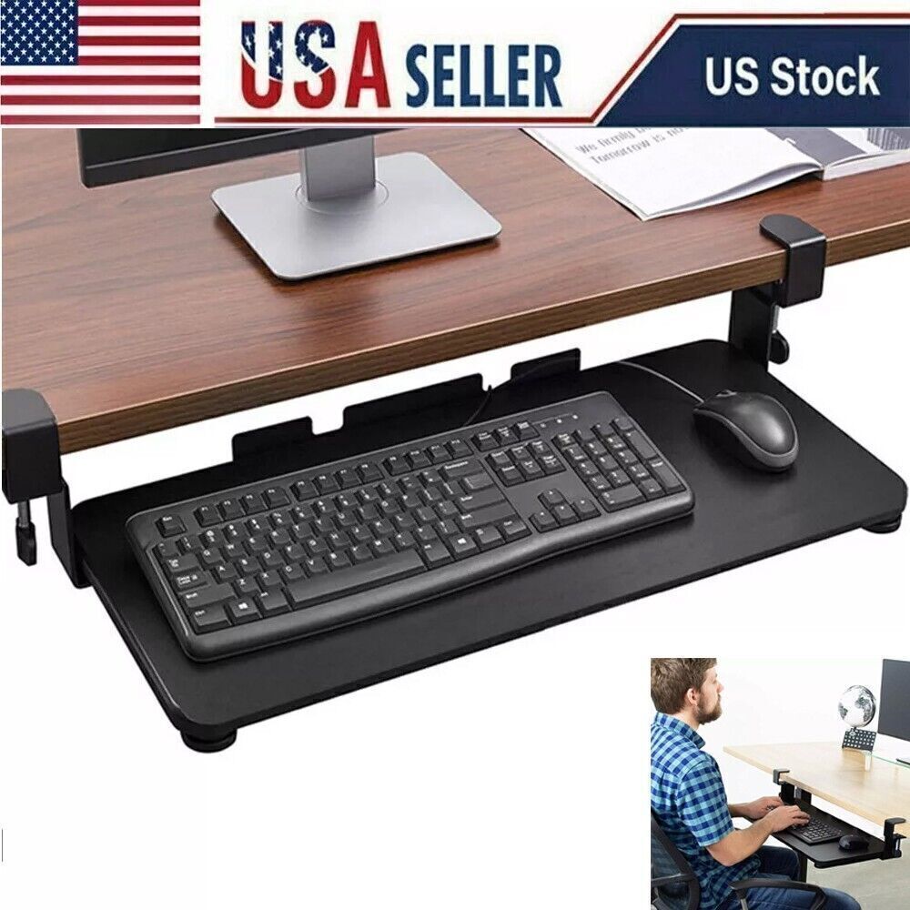 Keyboard Tray Under Desk Pull out Keyboard/Mouse Tray with C Clamp Mount