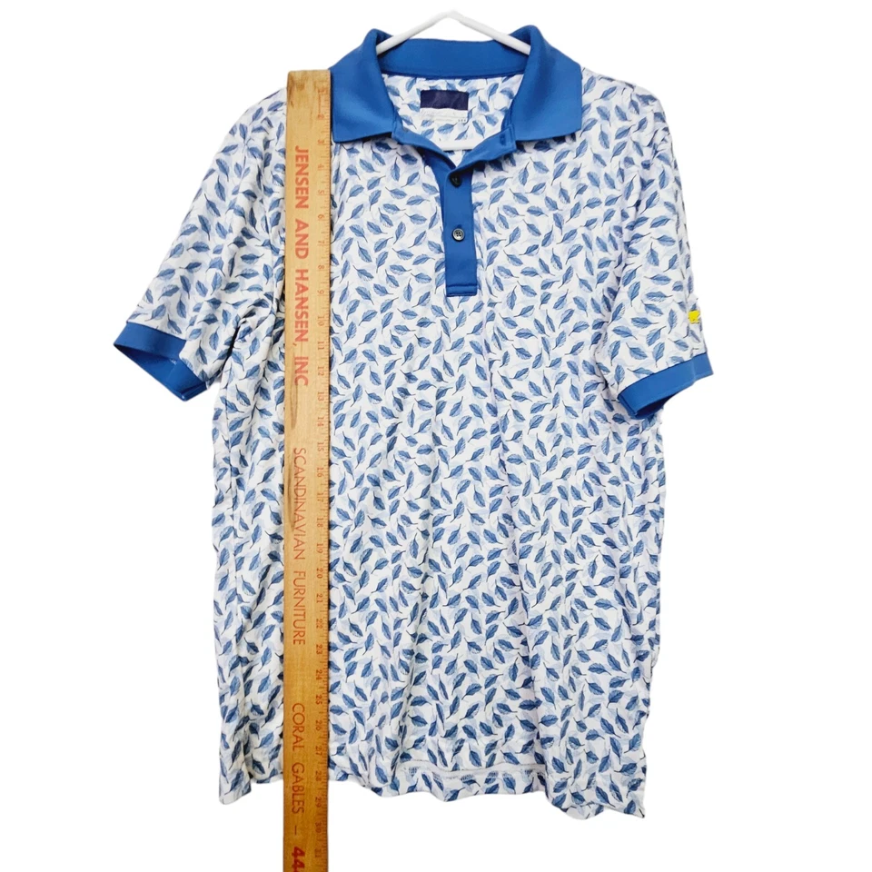 Men Jack Nicklaus Golf Graphic Athletic Polo Shirt Size M White Blue Leaves  - Image 4 of 4