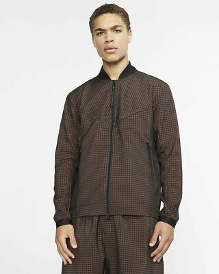 $160 NEW Men's Nike Tech Pack Grid Bomber Sportwear Jacket Black AR1578 060 L