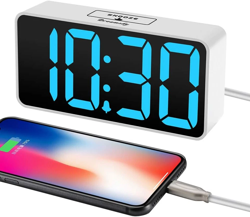 Compact Digital Alarm Clock with USB Port for Charging, 0-100% Adjustable Brigh - Image 4 of 4