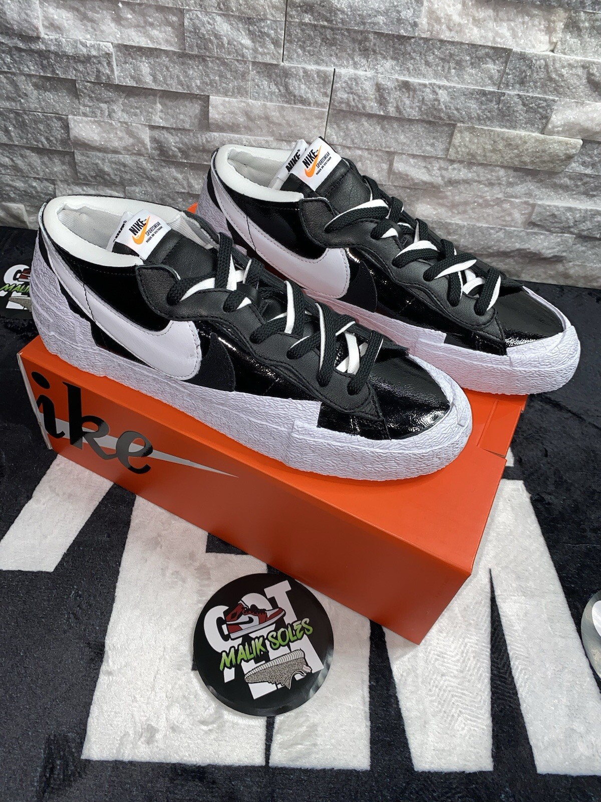 SACAI X NIKE Taglia 12 Blazer Nike sacai x basso nero brevettato