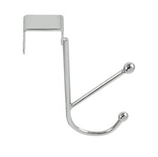NEW Over the Door Double Hook Hanger Chrome Heavy Duty Hang Towels Clothes