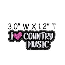I Love Country Music Patch Embroidered Iron-on/Sew-on Applique, Nashville TN