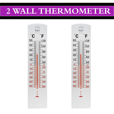 2 WANDTHERMOMETER Innen Außen Haus Zimmer Büro Garten Gewächshaus Temperatur