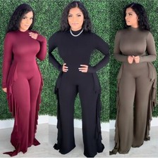 Ladies Womens Black Ruffle Jumpsuit, new size medium