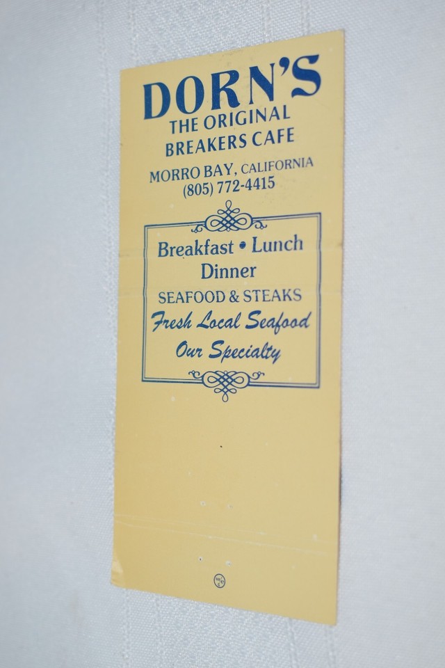 Dorn's Breakers Cafe Morro Bay California 30 Rear Strike Matchbook