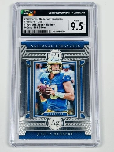 2022 NATIONAL TREASURES JUSTIN HERBERT TREASURE HUNT /25 (1g SILVER) CGC 9.5