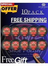 Kiwi Polish- Renews Protects Black Leather 36g  Free Shoe Shine Brush -10 pack