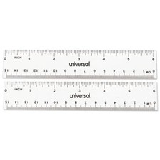 Universal Office Products UNV59025 Clear Plastic Ruler, Standard/metric, 6"