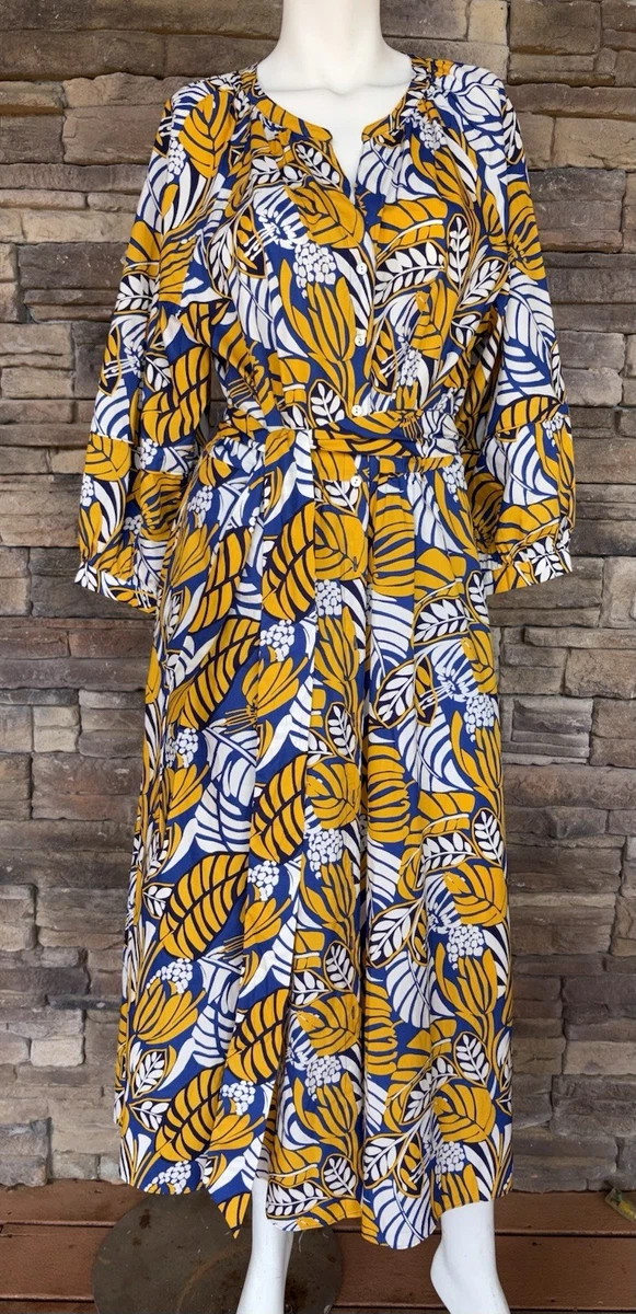 talbots shirt dresses TALBOTS Women's SHIRT DRESS 8 Nautical Navy Blue cotton linen short sleeve