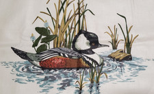 Hooded Merganser Duck Swimming On The Pond, Cranston Print Works Fabric Square