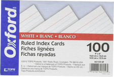 Oxford Ruled Index Cards, 4" X 6", White, 100 per Pack 40159-SP 