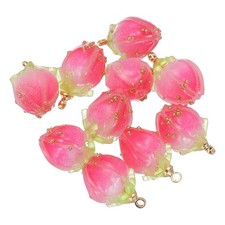 0.6x0.4" Flower Beads, 10Pcs Acrylic Flower Buds Beads, Rose Red