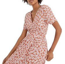 NWT Madewell Packed Picnic Floral Russet Flutter Sleeve Wrap Dress