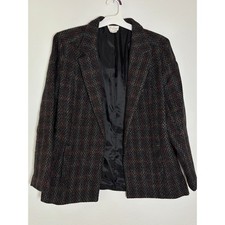 Vintage Tan Jay Wool Blend Blazer Jacket Grey Burgundy Textured Made in USA 6