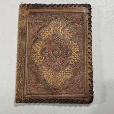 Italian Hand Tooled Leather Book Journal Cover Handmade Vintage