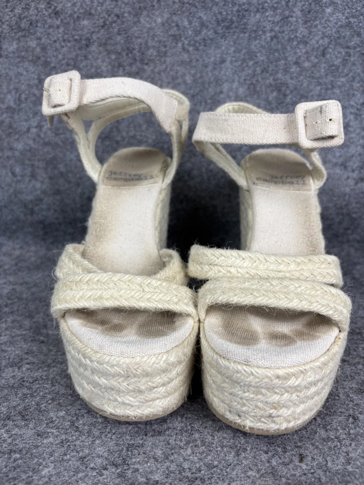 Jeffrey Campbell Sandals Womens Size 38 EU Natural Espadrille Wedge Ankle Strap - Image 2 of 4
