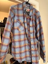 DIXXON Flannel Killswitch Engage Men's LARGE Plaid Band Collab Snap Button Shirt
