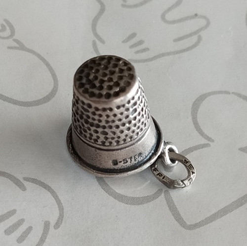 Beau Thimble Sterling Silver Vintage Pendant Charm Sewing Notion 925