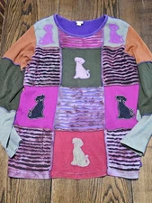 Greater Good Patchwork Dog Sweater Women Sz XXL Multi-Color 100% Cotton