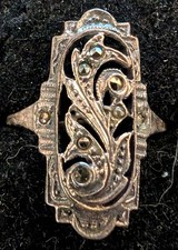 Sterling silver Oval ring marcasite. Size 8