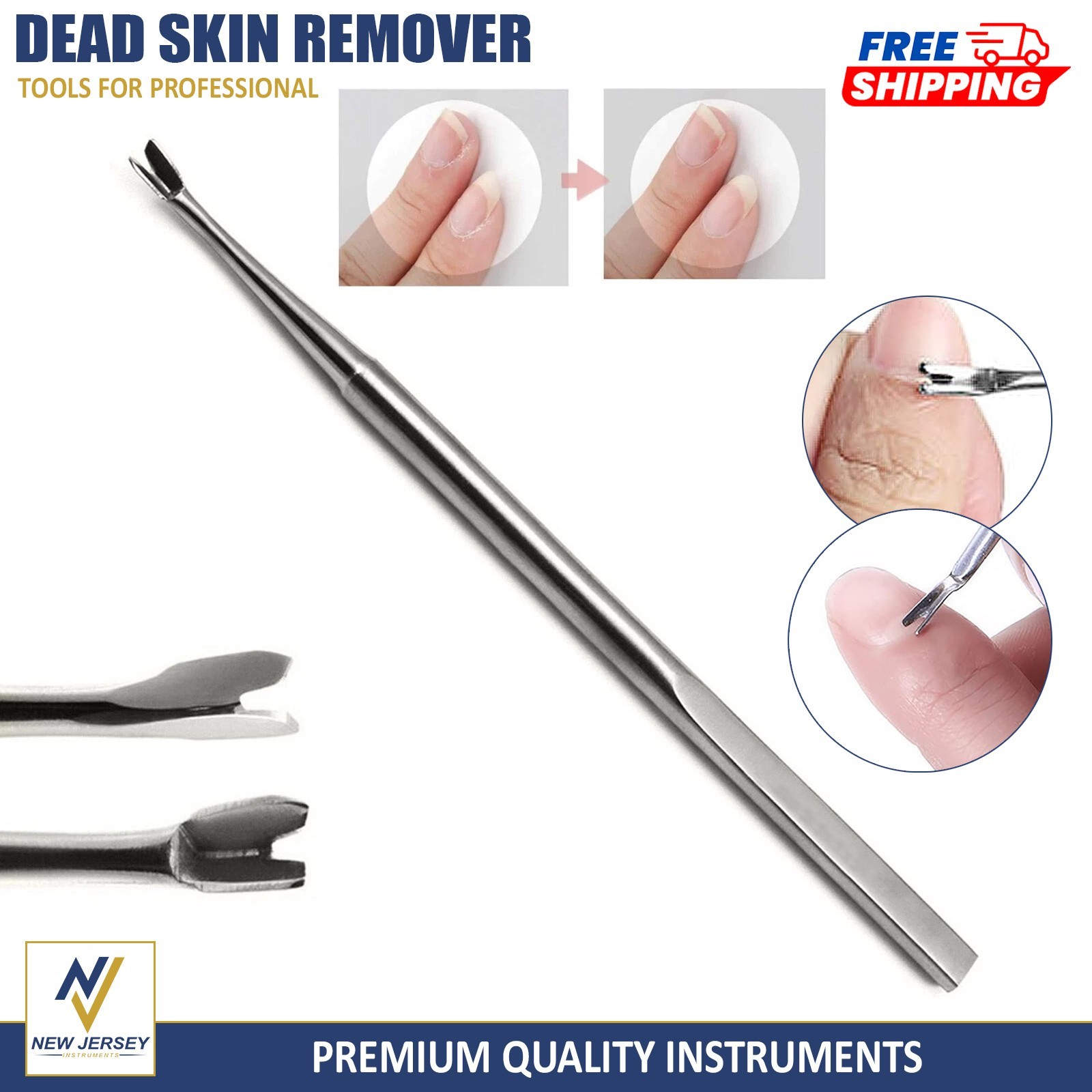 Manicure Pedicure V-Shape Cuticle Pusher Easy Remove Clean Dead Skin Knife Tool
