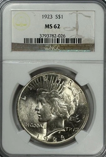 1923 Peace Dollar, MS 62 NGC, NR