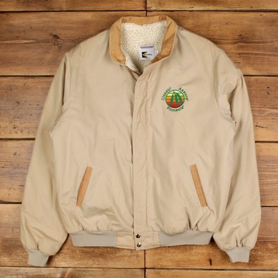 Vintage K-Brand Bomberjacke XL Herren 80er Beige USA Made Nylon Gefüttert Workwear