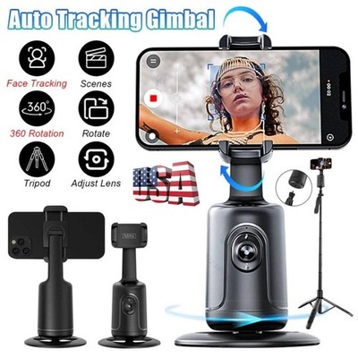 Auto Tracking Tripod 360° Rotation Phone Gimbal Stand w/AI Face Follow Stabilize
