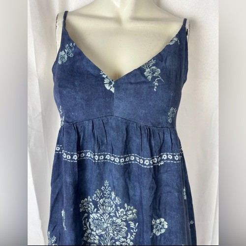 SECRET MISSION Denim Tie Dye Blue Cotton Maxi Phoenix Dress Women’s Size M NWT - Picture 2 of 6
