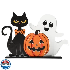 Halloween Decorations Indoor Wooden Black Cat Halloween Decor Ghost Table Sig