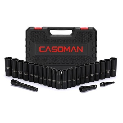 CASOMAN 25PCS 1/2'' Drive Impact Socket Set, 1/2''Drive 25pcs Set