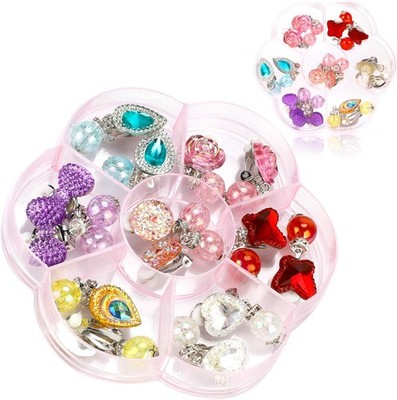 Hifot 7 Paare Clip Mädchen Ohrringe Prinzessin Klipp Ohrring Set Dress up 
