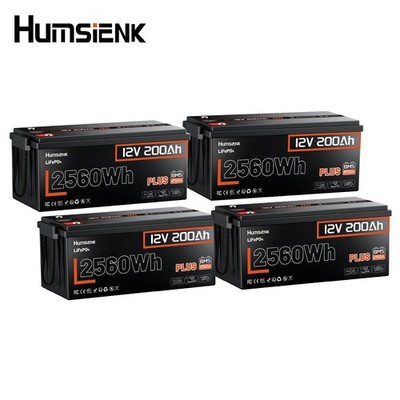 Humsienk 12V 200Ah Plus LiFePO4 Battery 2560Wh 250A BMS Off-Grid Marine RVs Pack
