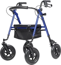 Elenker All-Terrain 10" Rollator Walker with Padded Seat Backrest Senior 300 lb
