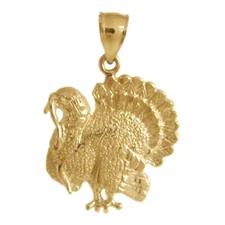 New 14k Yellow Gold Turkey Pendant