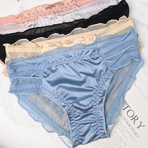 Pack Of 5 Sexy Ladies Womens Satin Panties Brief Ruffle Sheer Underwear Intimate - Picture 1 of 6