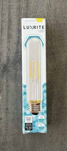 LUXRITE Vintage T9 LED Tube Light Bulbs 60W Equivalent 2700K Warm White, New