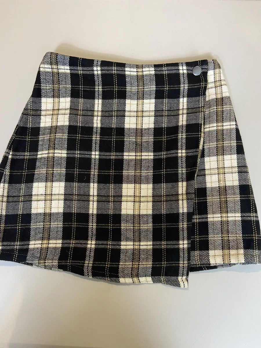 Plaid flannel wrap skirt multicolor straight short women's size S