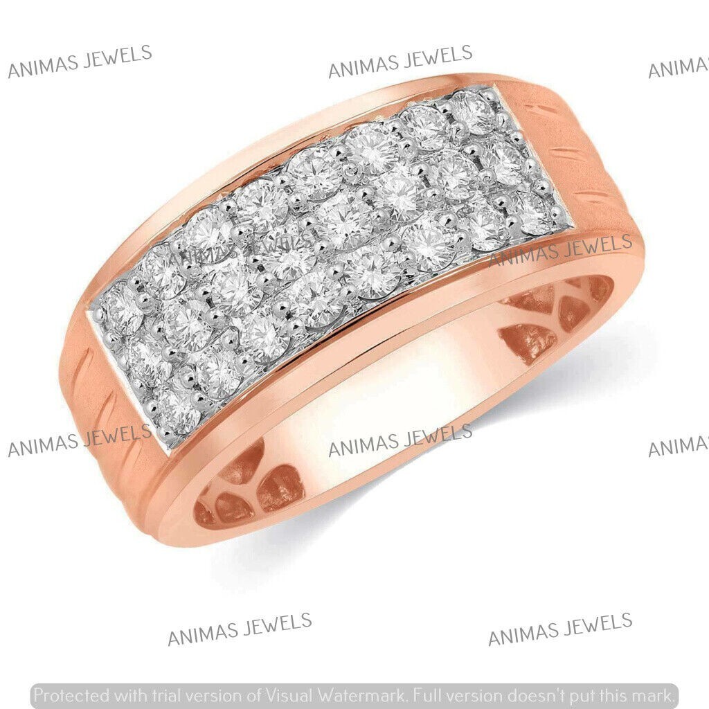 Men's 1.20 Ct Moissanite Eternity Band 14K Rose Gold Plated Size 11-image