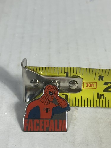 Spiderman Facepalm Enameled Collector Pin With Safety Back. 1 X 7/8 - Picture 3 of 3