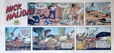 Nick Haliday by Keats Petree - scarce color Sunday comic page, February 21, 1954