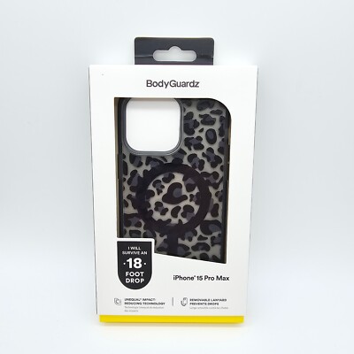 BodyGuardz Me ow Leopard Ace Pro with MagSafe & lanyard Case iPhone 15 Pro Max