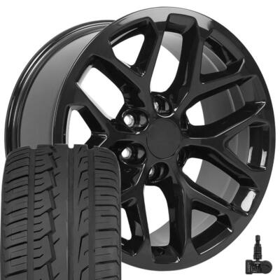 20'' Black 5668 Wheels 275/55r20 Tires TPMS SET Fits GMC Sierra Yukon CV98 20x9