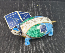 paris royal porcellana decorata a mano tartaruga con azzurro e verde cm 11 x 6